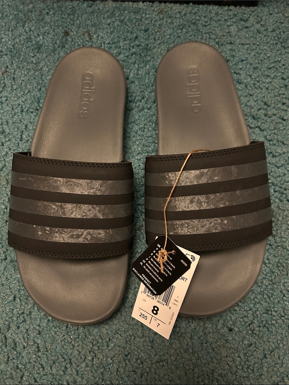 adidas Black and Gray Slide Sandals